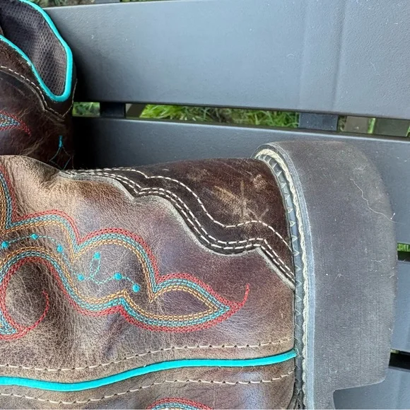 Justin Gypsy Raya Sqaure Toe Western Cowboy Boots Brown and Turquoise Women’s 9B - Picture 15 of 15